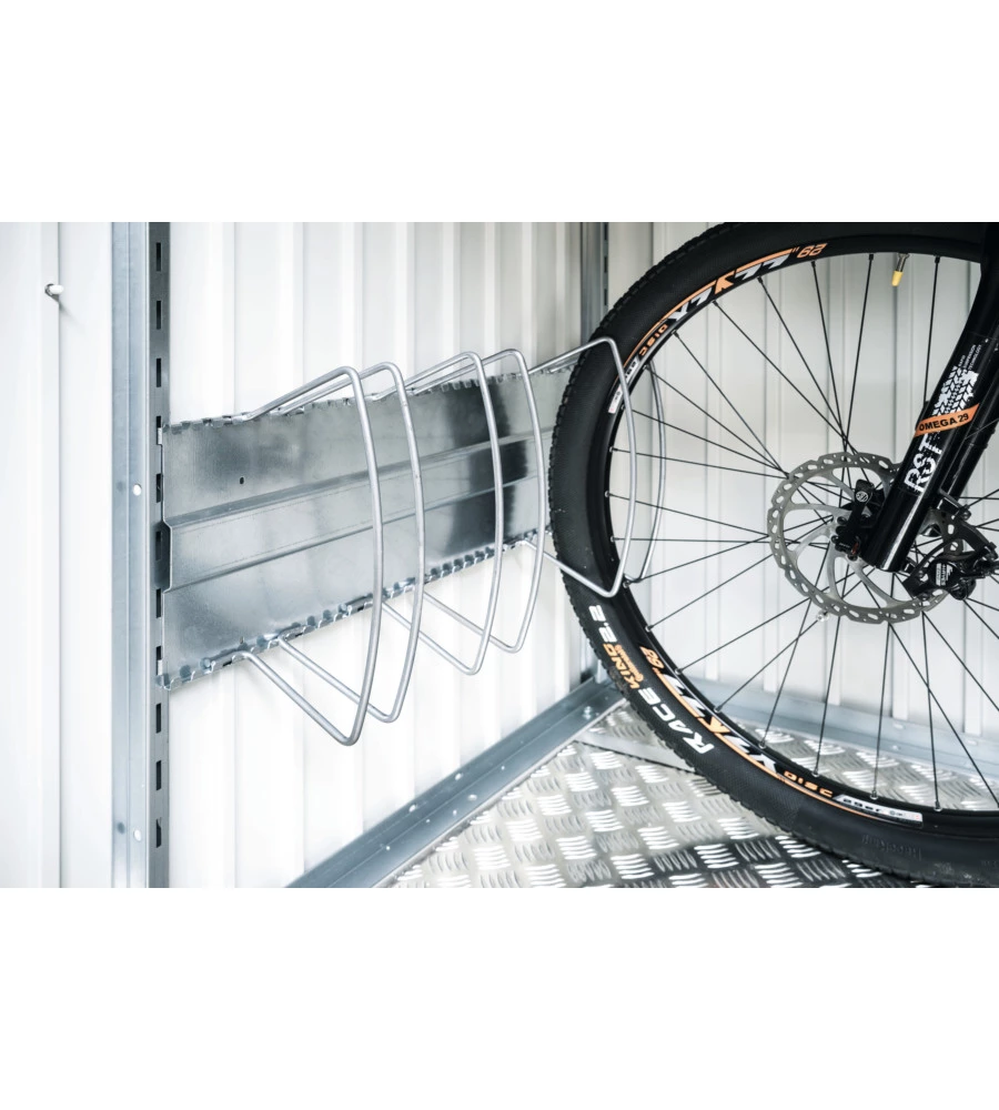 PORTABICICLETTE BIKEHOLDER PER CASETTA HIGHLINE E PORTA ATTREZZI, CONFEZIONE DA 1 UNITÀ SET 3 RUOTE - BIOHORT. 49012